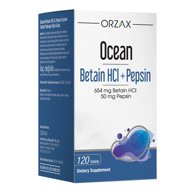 Orzax Ocean Betain HCI+ Pepsin  120 Tablet