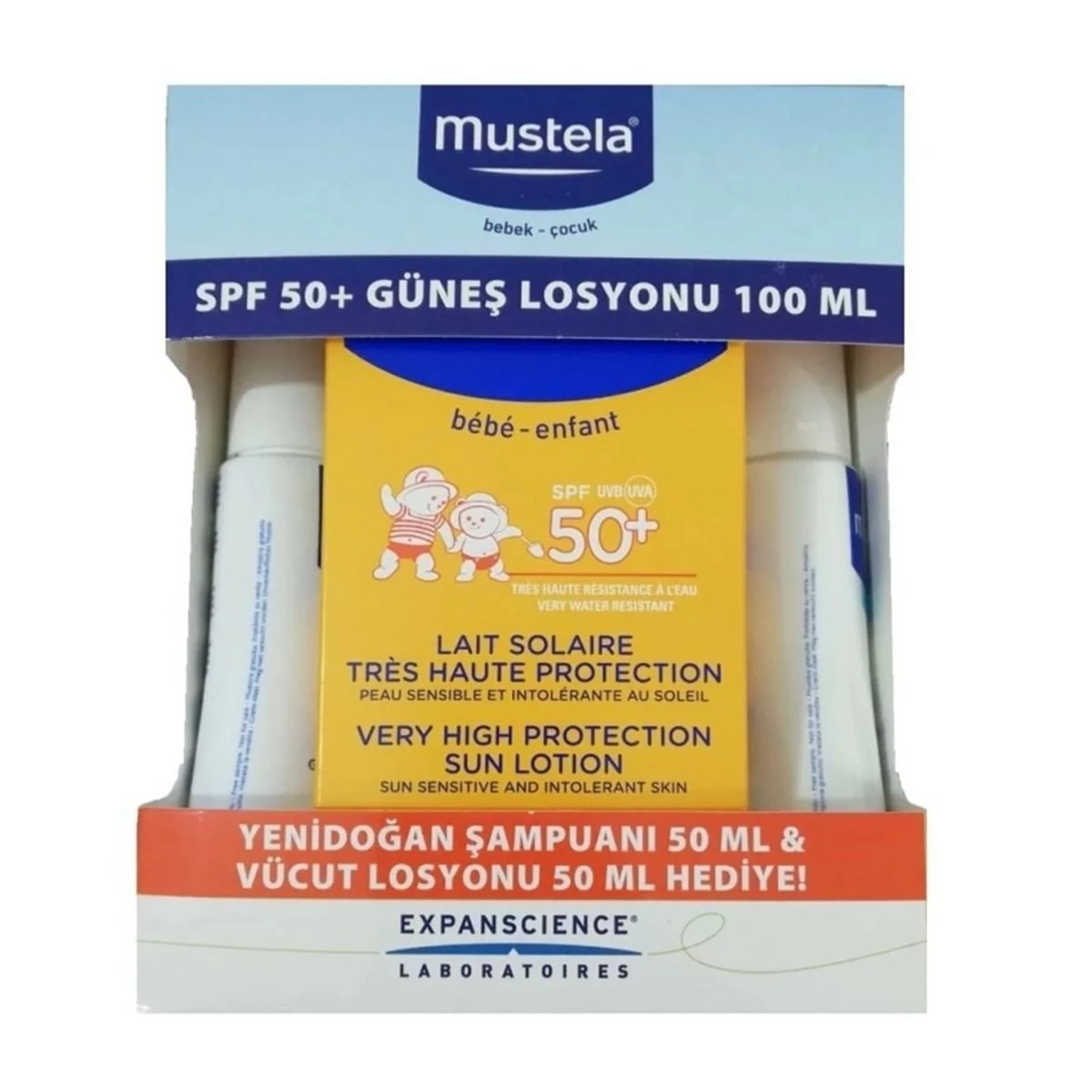 Mustela Güneş Losyonu SPF50 100 ml | Hydra Bebe + Dermo Cleansing 50 ml Hediyeli