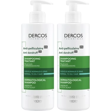 Vichy Dercos Anti-dandruff Normal Ve Yağlı Saçlar için Kepek Karşıtı Şampuan 390 ml 2 Adet