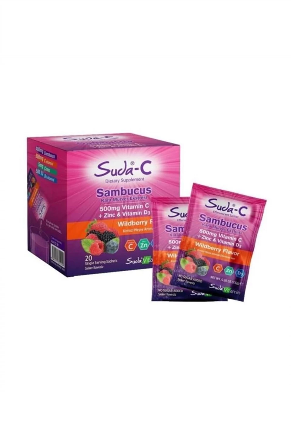 Suda-C Vitamin C Sambucus Zinc Çinko D3 20 Şase