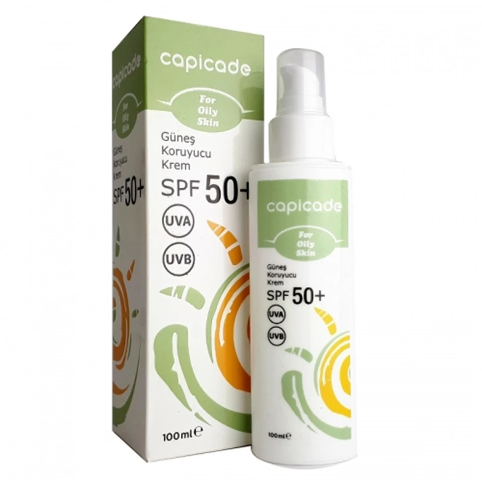 Capicade SPF50+ Güneş Koruyucu Krem 100 ml - Akneye Eğilim Gösteren ve Yağlı Ciltler için