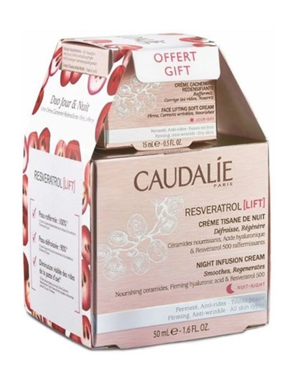 Caudalie Resveratrol Lift Night Infusion Cream 50ml | Face Lifting 15 ml HEDİYE