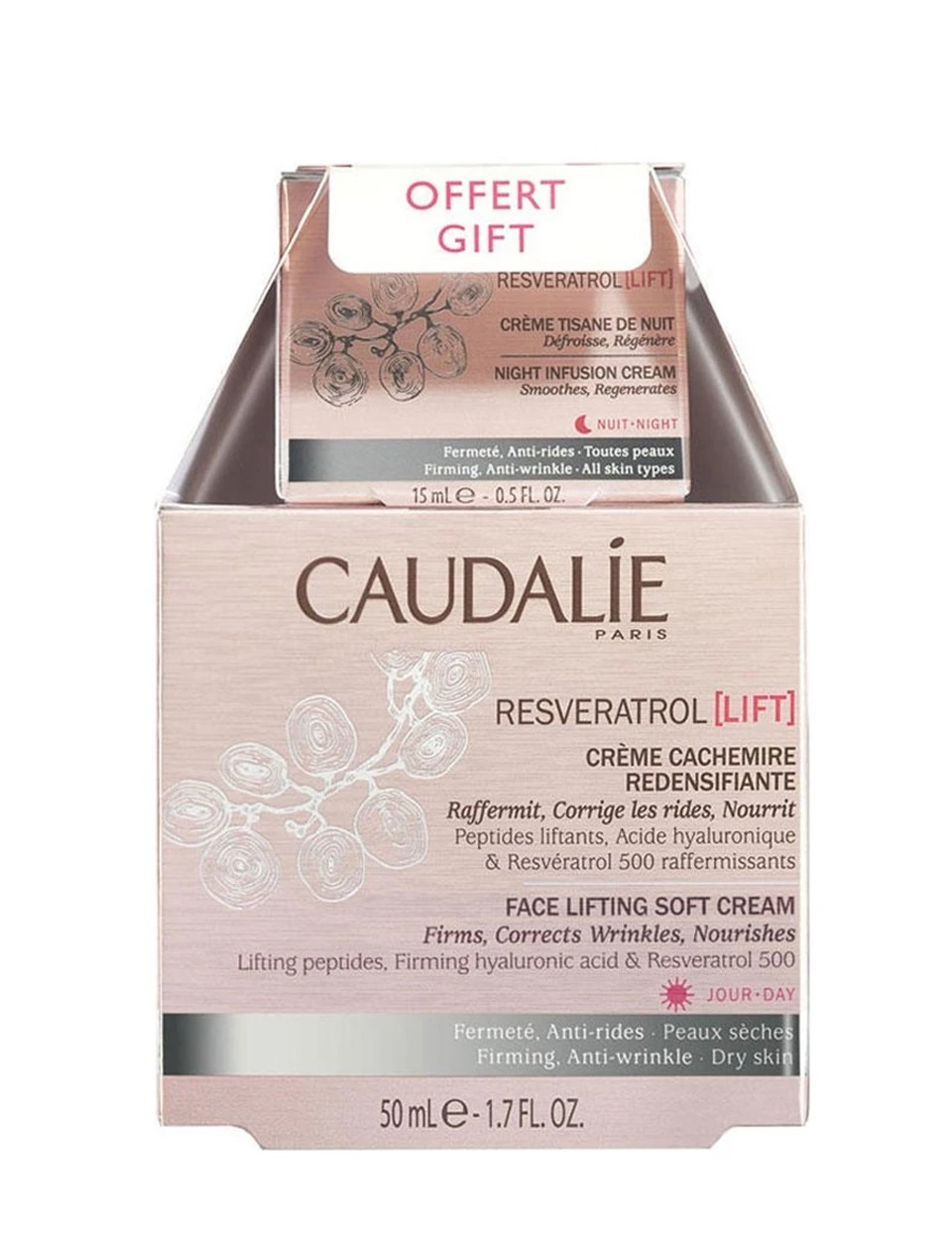 Caudalie Resveratrol Lift Soft Cream 50 ml | Night Infusion Cream 15 ml HEDİYE