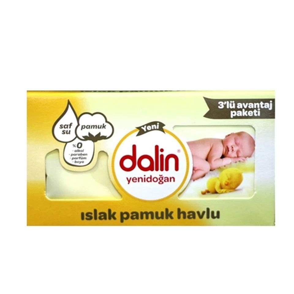 Dalin Yenidoğan Islak Pamuk Havlu 3lü Avantaj Paketi