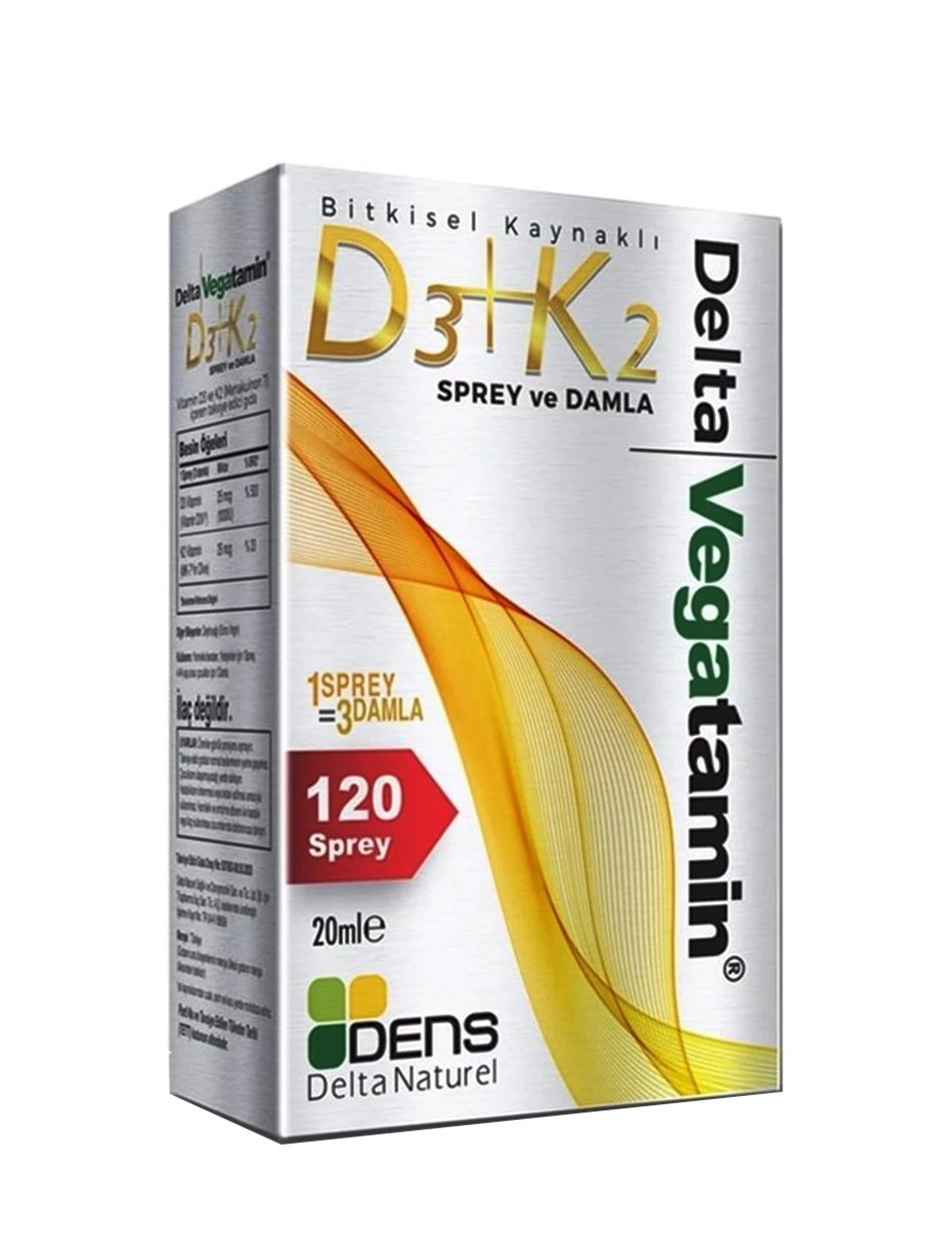 Delta Vegatamin Bitkisel D3+K2 120 Sprey 20 ml
