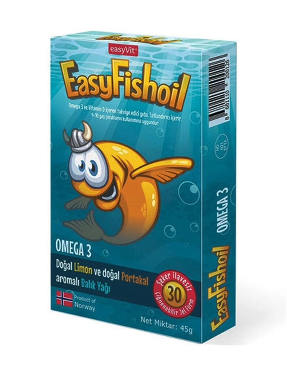 EasyFishoil Omega 3 ve Vitamin D İçeren Takviye Edici Gıda 45 gr