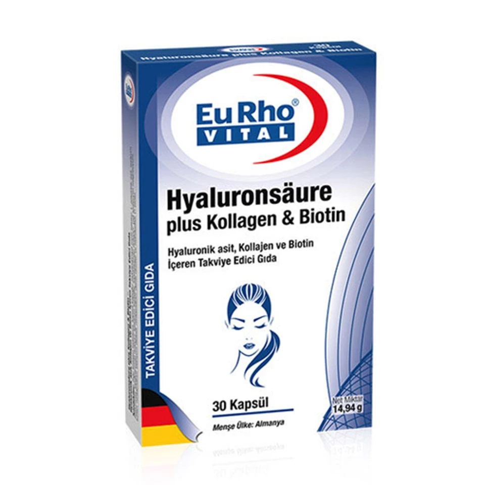 EuRho Vital Hyaluronsäure Plus Kollagen & Biotin 30 Kapsül - Takviye Edici Gıda