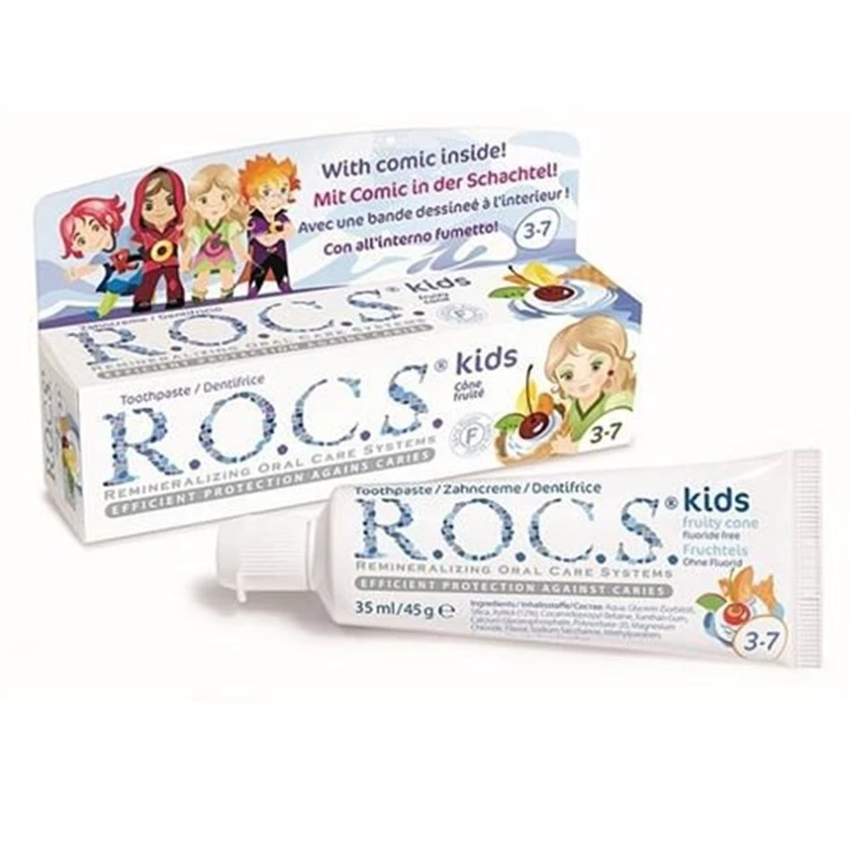 ROCS Kids 3-7 Yaş Meyveli Çocuk Diş Macunu (Meyve külahı) 35 ml