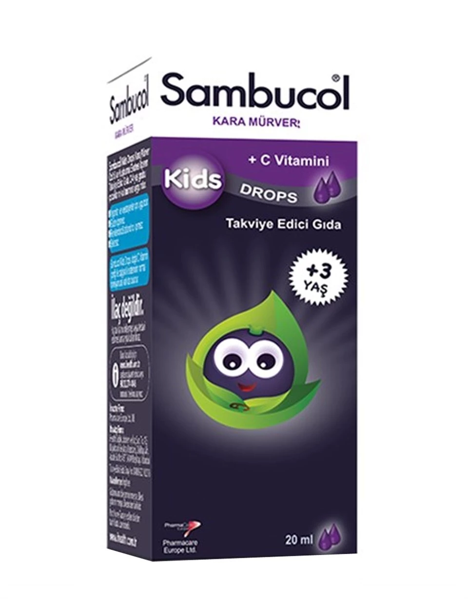 Sambucol Kids Drops Kara Mürver Ekstresi Kuşburnu C Vitamini Damla 20ml
