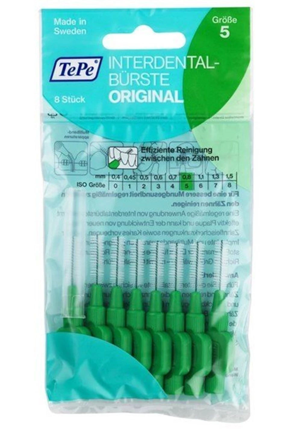 Tepe Interdental Brush Diş Arası Fırçası 0.8mm - Yeşil 8'li