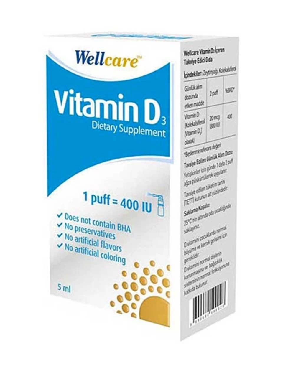 Wellcare Vitamin D3 / 5 ml 1 Fıs 400 IU