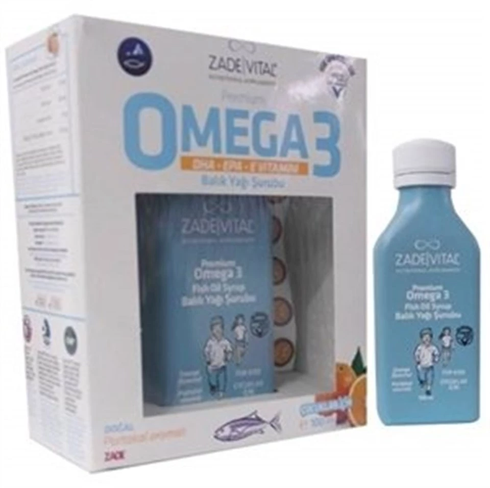 Zade Vital Premium Omega 3 Portakal Aromalı Balık Yağı Şurubu 100ml